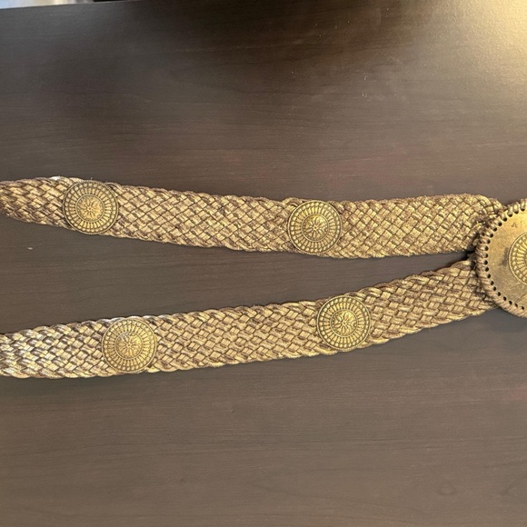 Vintage Boho Wide Stretch Belt Gold Medallion Disc Braided Waist Belt Statement - Picture 5 of 8